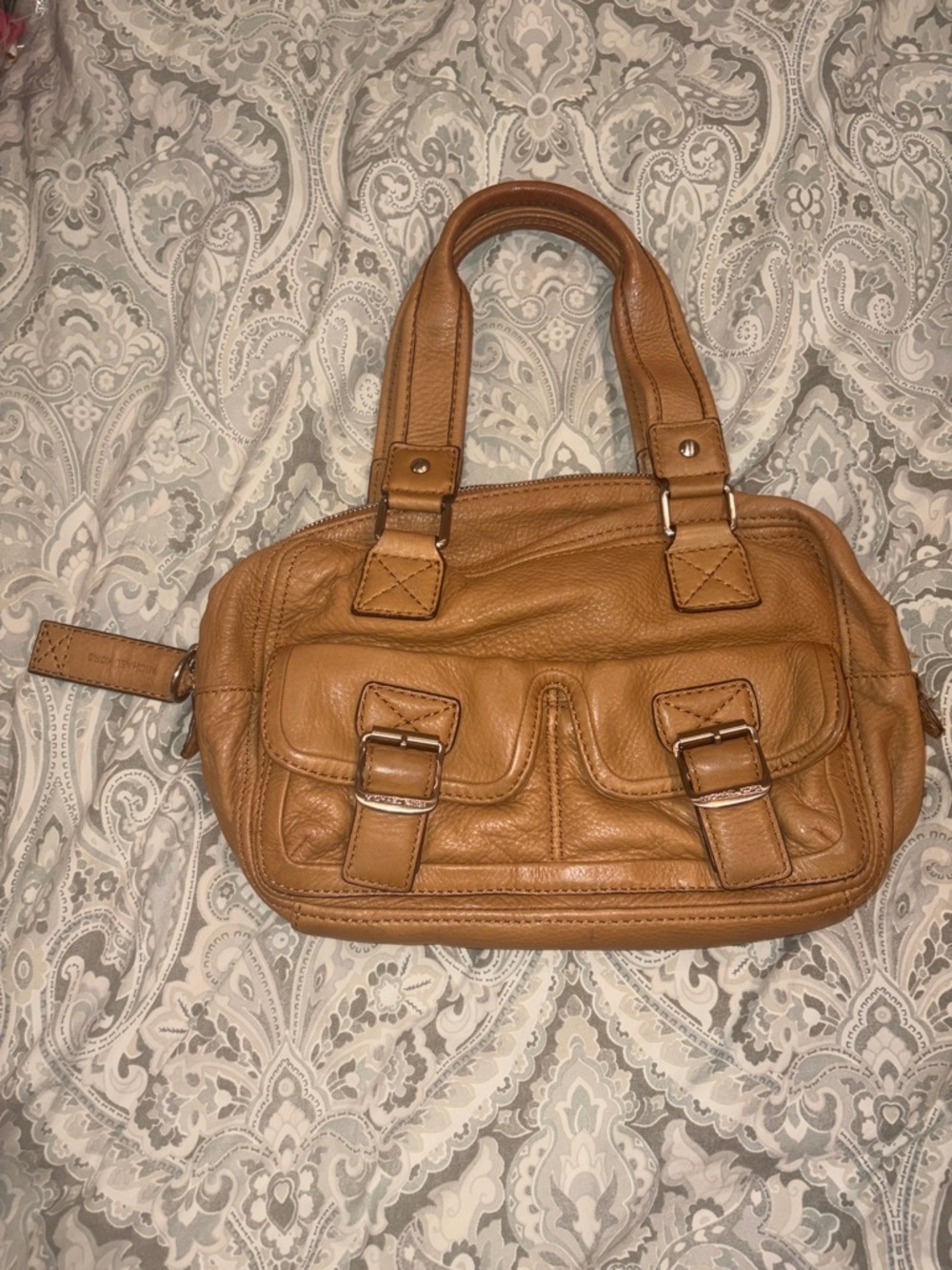 Michael Kors Cognac Leather Buckle Front Shoulder Bag